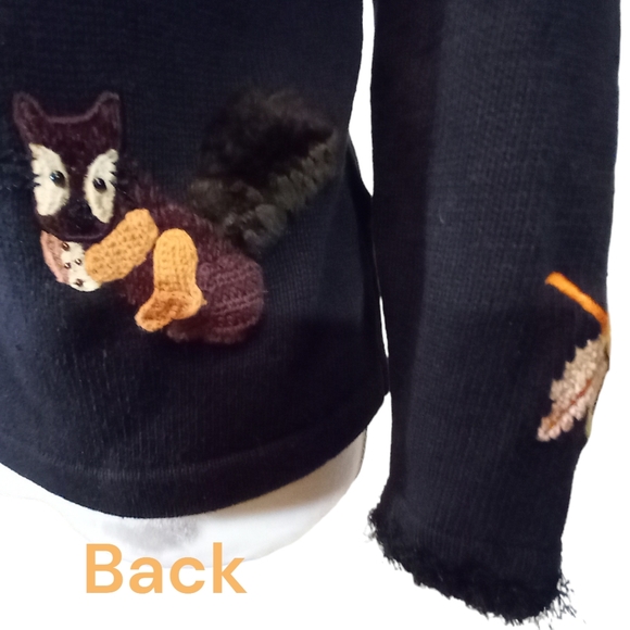 Vintage Fall Autumn Embroidered Beaded Embellished Black Cardigan - Picture 9 of 12